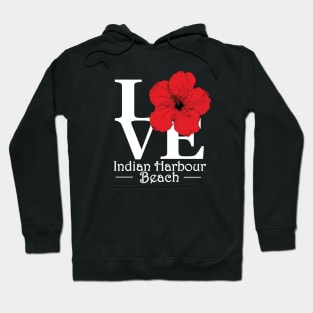 LOVE Indian Harbour Beach Red Hibiscus Hoodie